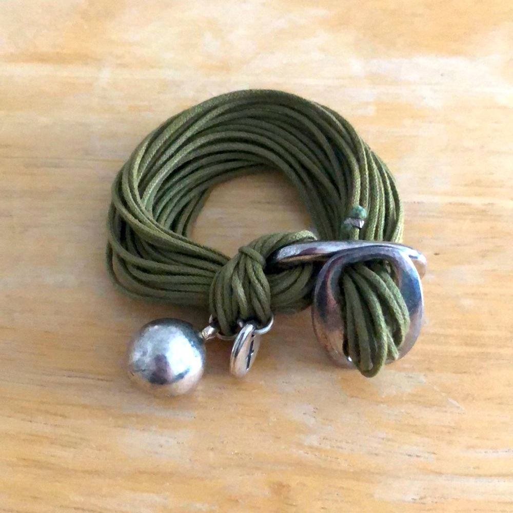 Leather and silver bracelet